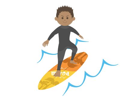 Illustration of a man surfingのイラスト素材