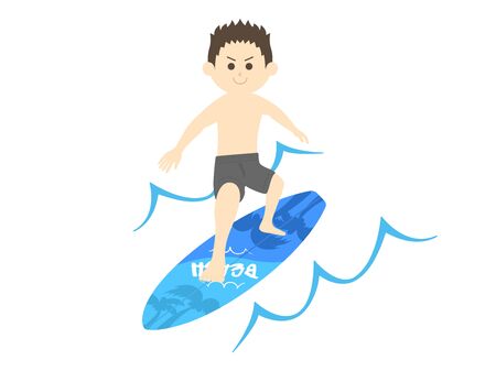 Illustration of a man surfingのイラスト素材