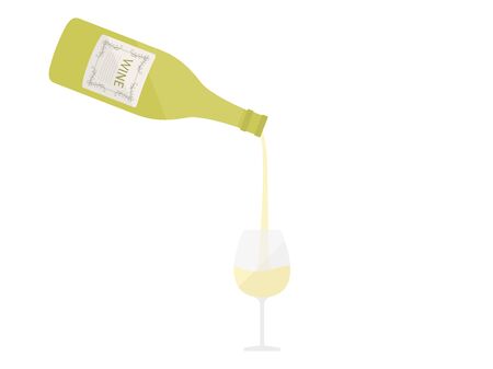 Illustration pouring white wineのイラスト素材