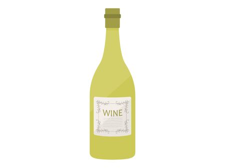 White Wine Bottle Illustrationのイラスト素材