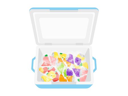 Illustration of canned shochu high chilled in cooler boxのイラスト素材