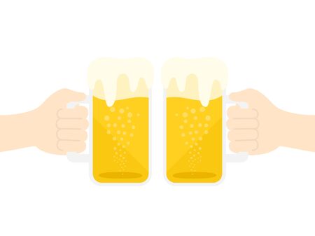 Illustration toasting with draft beerのイラスト素材