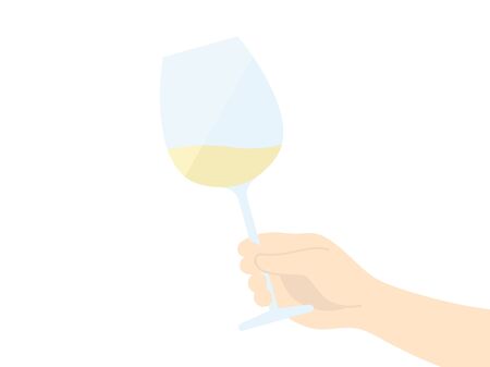 Illustration of the hand with the wine glassのイラスト素材