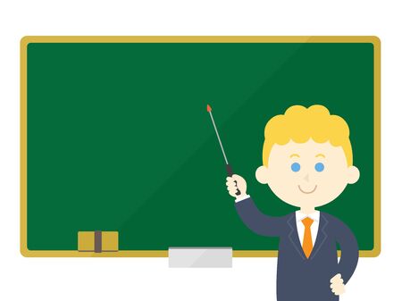Illustration of a teacher teaching on the blackboardのイラスト素材