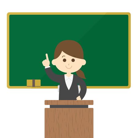 Illustration of a teacher teaching on the blackboardのイラスト素材
