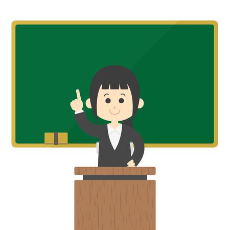 Illustration of a teacher teaching on the blackboardのイラスト素材