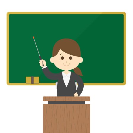Illustration of a teacher teaching on the blackboardのイラスト素材
