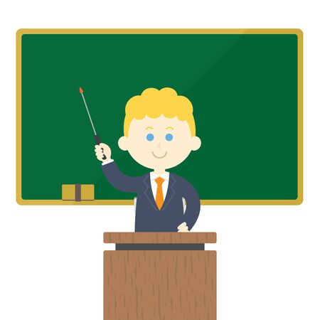 Illustration of a teacher teaching on the blackboardのイラスト素材