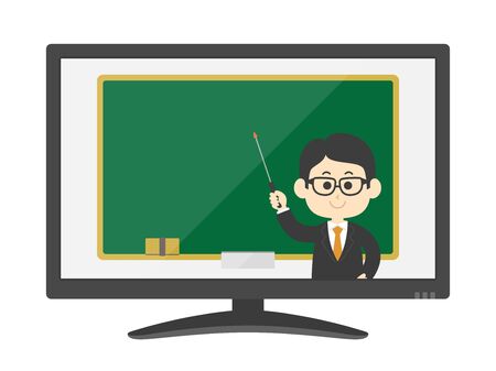 Illustration of a teacher taking an online classのイラスト素材