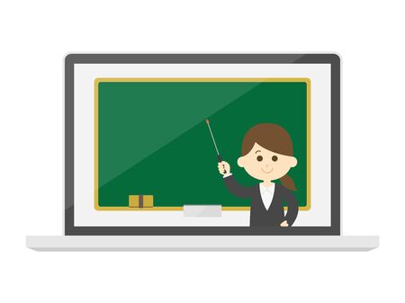 Illustration of a teacher taking an online classのイラスト素材