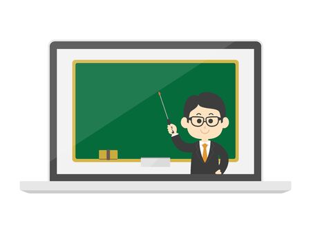 Illustration of a teacher taking an online classのイラスト素材