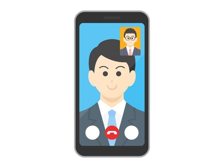 Illustration of a businessman making a video callのイラスト素材