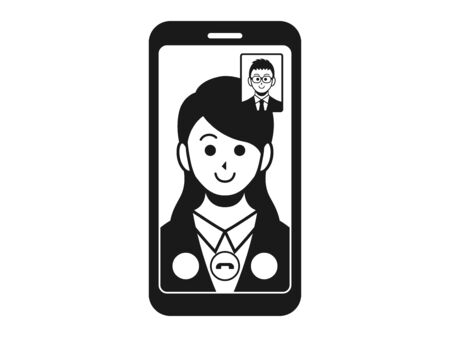 Illustration of a businesswoman making a video callのイラスト素材