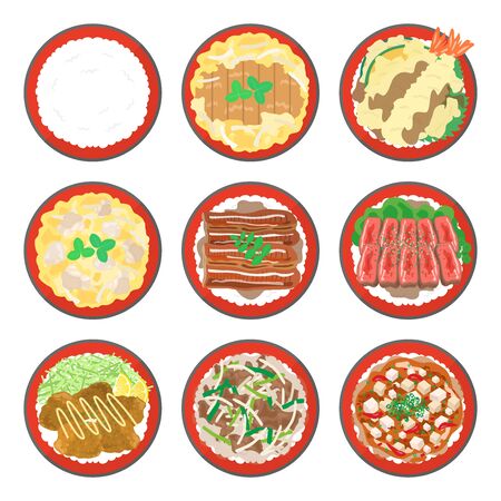 Rice Bowl Illustration Setのイラスト素材