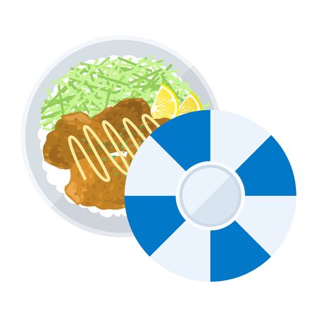 Illustration of fried rice bowlのイラスト素材