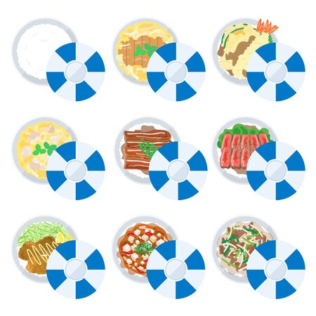Rice Bowl Illustration Setのイラスト素材