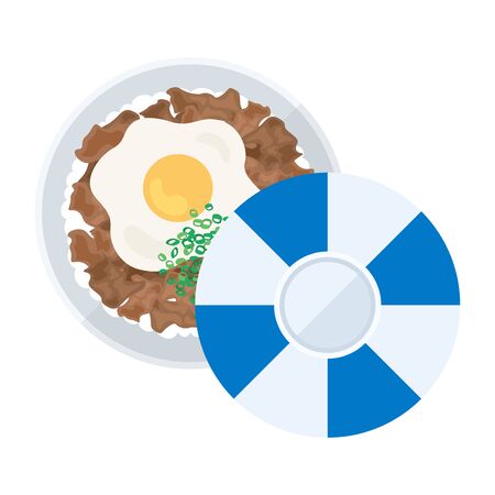 Illustration of a beef bowl with eggsのイラスト素材