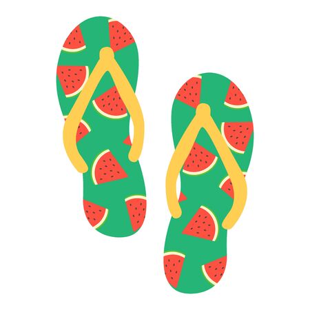 Illustration of watermelon-patterned flip flopsのイラスト素材