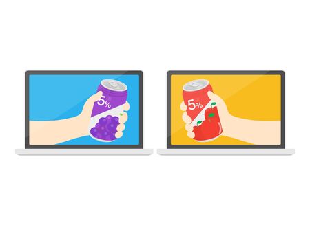 Illustration of having an online drinking partyのイラスト素材