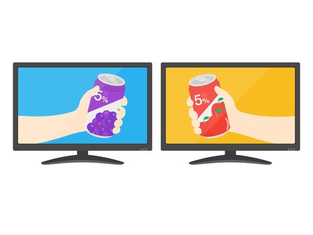 Illustration of having an online drinking partyのイラスト素材