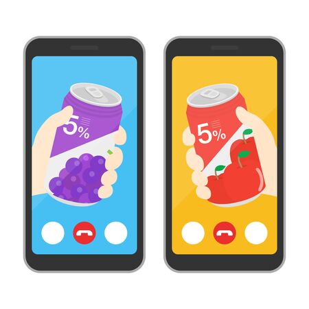 Illustration of having an online drinking partyのイラスト素材