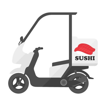 Illustration of a motorcycle for sushi delivery serviceのイラスト素材