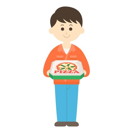 Illustration of the person delivering the delivery pizzaのイラスト素材