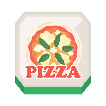 Illustration of delivery pizza in a boxのイラスト素材
