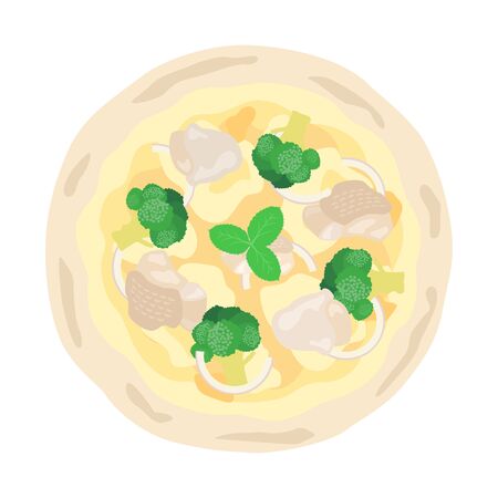 Chicken and Broccoli Pizza Illustrationsのイラスト素材