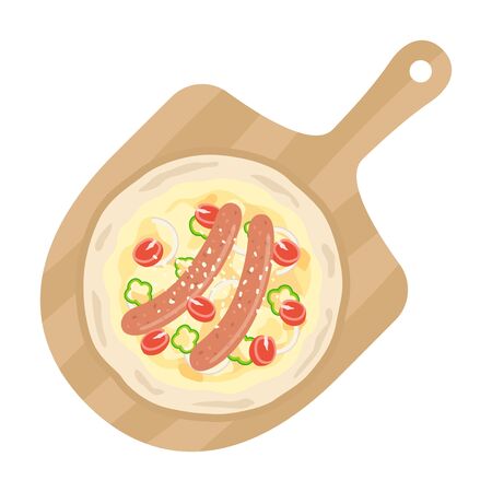 Illustration of pizza on a cutting boardのイラスト素材