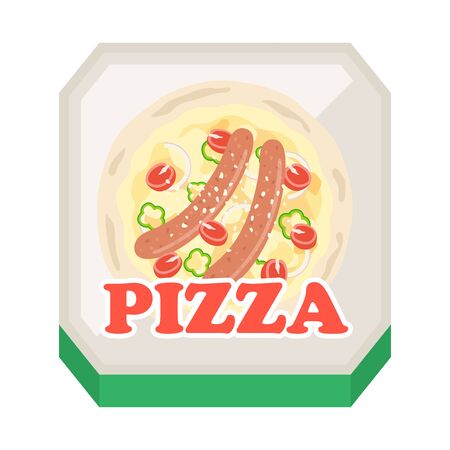 Illustration of pizza in a boxのイラスト素材