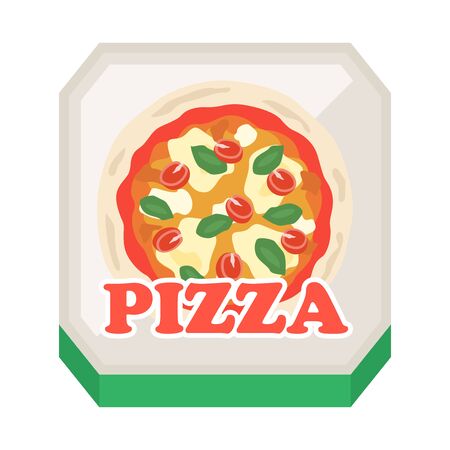 Illustration of pizza in a boxのイラスト素材