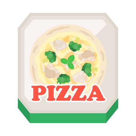 Illustration of pizza in a boxのイラスト素材