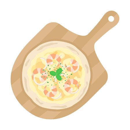Illustration of pizza on a cutting boardのイラスト素材