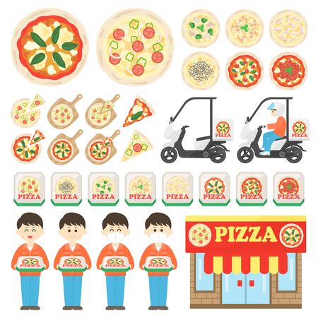 Pizzeria Illustration Setのイラスト素材