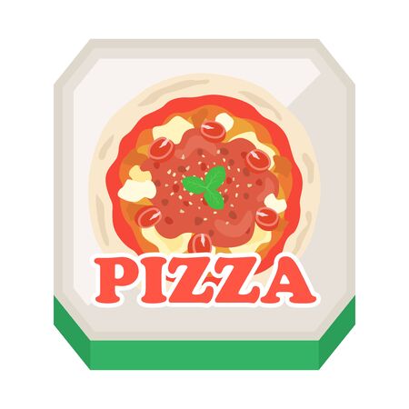 Illustration of pizza in a boxのイラスト素材