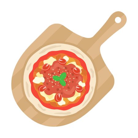 Illustration of pizza on a cutting boardのイラスト素材