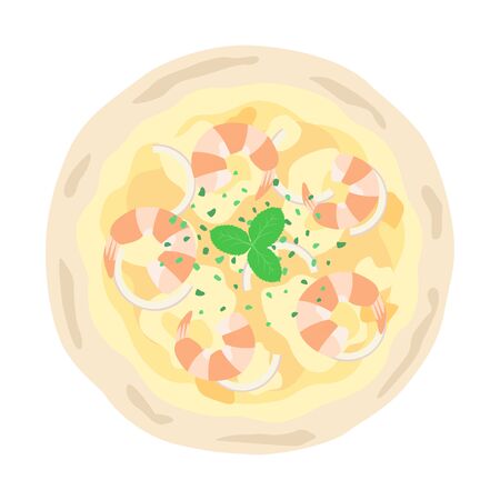 Cheese and Shrimp Pizzaのイラスト素材