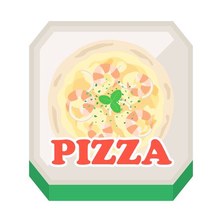 Illustration of pizza in a boxのイラスト素材