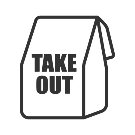 Icon illustration of paper bag for take-outのイラスト素材