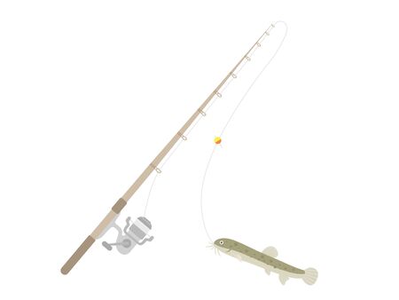 Illustration of fishing rod and dojoのイラスト素材