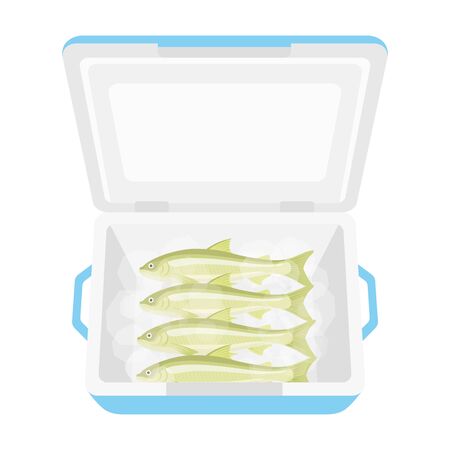 Illustration of ayu in a cooler boxのイラスト素材