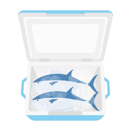 Illustration of tuna in a cooler boxのイラスト素材