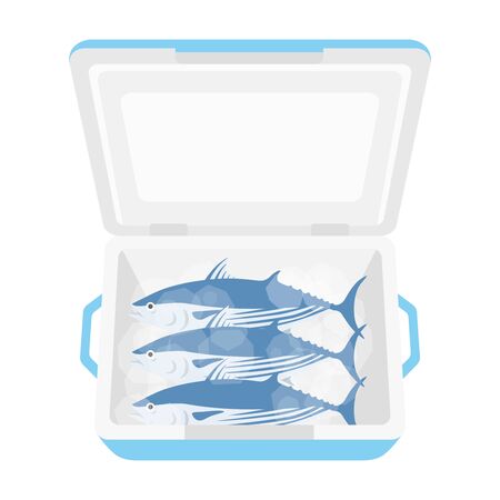 Illustration of bonito in a cooler boxのイラスト素材