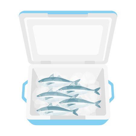 Illustration of a horse mackerel in a cooler boxのイラスト素材