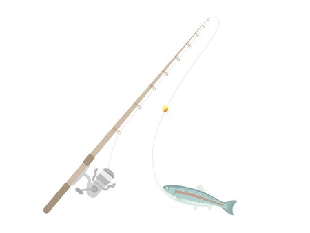 Illustration of fishing rod and rainbow troutのイラスト素材