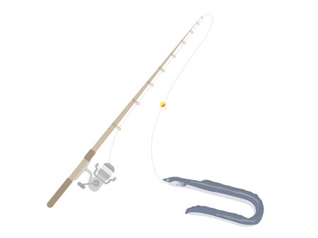 Illustration of fishing rod and eelのイラスト素材