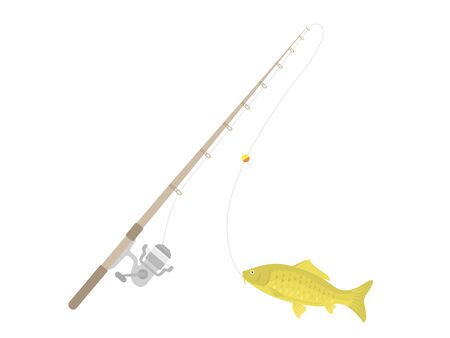 Illustration of fishing rod and carpのイラスト素材