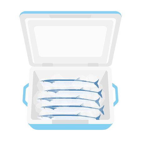 Illustration of autumn swordfish in a cooler boxのイラスト素材