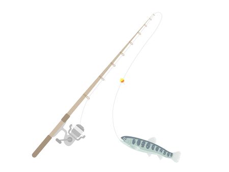 Illustration of fishing rod and iwanaのイラスト素材